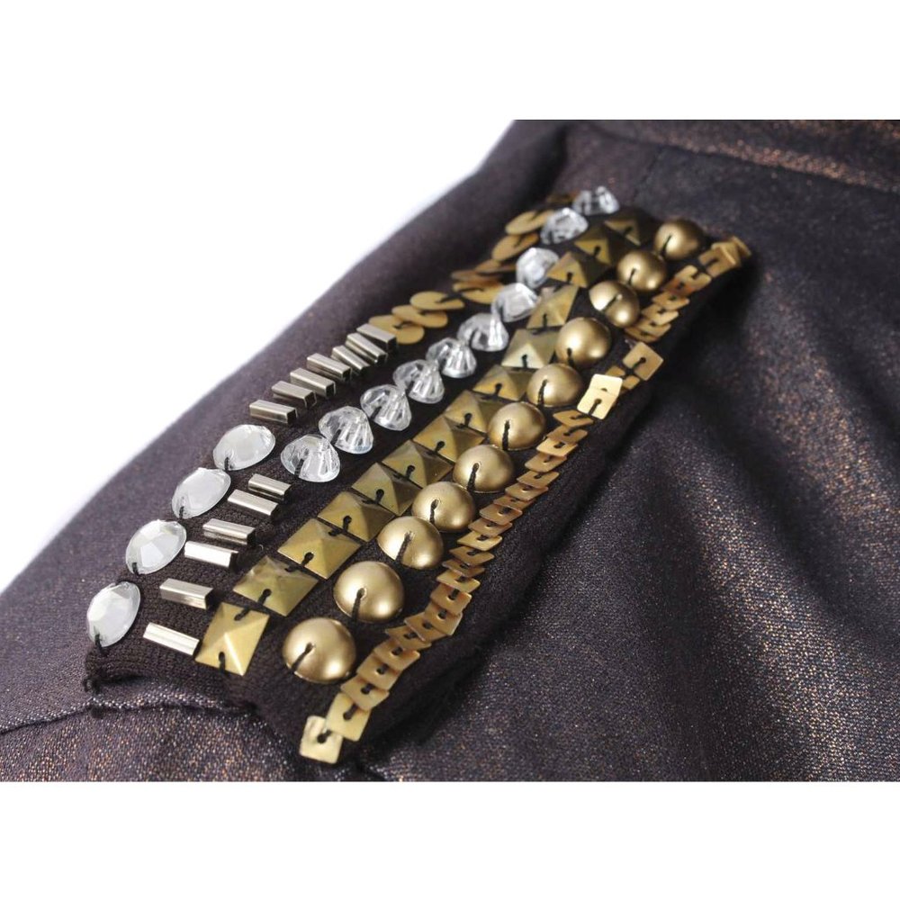 SHARIF Metallic Embellished Belted Trench Coat NWT - Picture 5 of 9